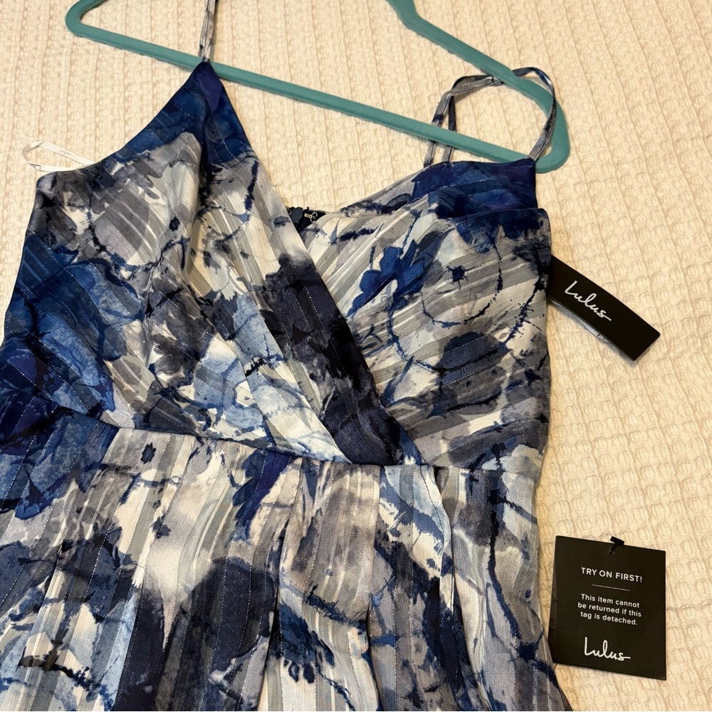 Lulu's Enchanted Blue and White High Low Dress